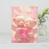 Halo Liebe: Romantischer Engel Teddy Wedding Einla Einladung (Stehend Vorderseite)