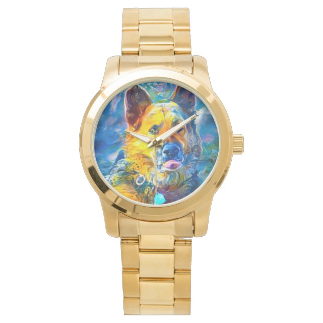 Halo: Portrait eines deutschen Hirten Armbanduhr (Vorderseite)