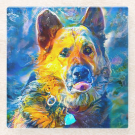 Halo: Portrait eines deutschen Hirten Glasuntersetzer