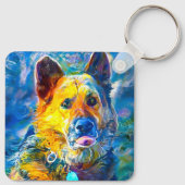 Halo: Portrait eines deutschen Hirten Schlüsselanhänger (Rückseite)