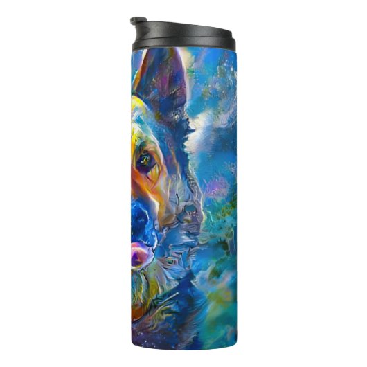 Halo: Portrait eines deutschen Hirten Thermosbecher (Nach rechts gedreht)