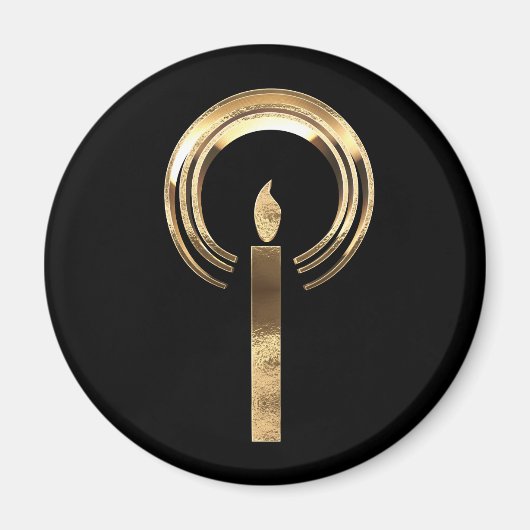 Halo rund um Candle Flame Black und Gold Weihnacht Magnet (Vorne)