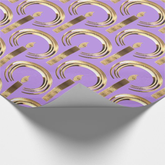 Halo rund um Candle Flame Pattern Light Lila Gold Geschenkpapier (Ecke)