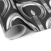 Halo rund um Candle Modern Black Silver Weihnachte Geschenkpapier (Rolleneckpunkt)