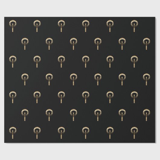 Halo um Candle Flame Pattern Schwarz und Gold Geschenkpapier (Flach)