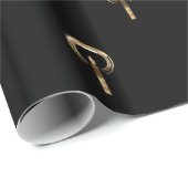 Halo um Candle Flame Pattern Schwarz und Gold Geschenkpapier (Rolleneckpunkt)