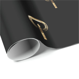 Halo um Candle Flame Pattern Schwarz und Gold Geschenkpapier