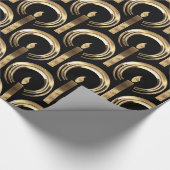 Halo um Candle Flame Pattern Schwarz und Gold Geschenkpapier (Ecke)