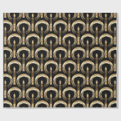 Halo um Candle Flame Pattern Schwarz und Gold Geschenkpapier (Flach)