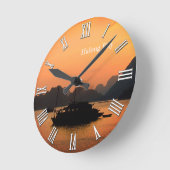 Halong Bay Boote, Vietnam Golden Sunset, Sea Runde Wanduhr (Winkel)