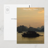 Halong Bay, Sunset, Boote, Vietnam Postkarte (Vorne/Hinten)