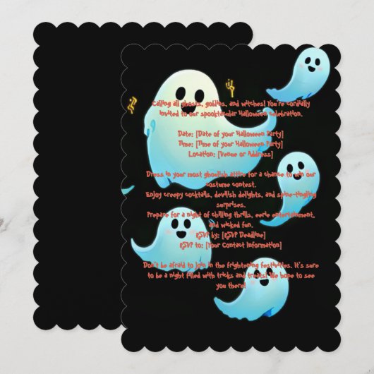 Haloween Spooky Ghost Einladung (Vorne/Hinten)