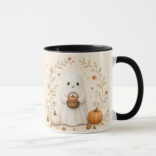Haloween Tasse Geist Herbstblätter (Rechts)