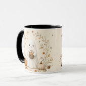 Haloween Tasse Geist Herbstblätter (Vorderseite Links)