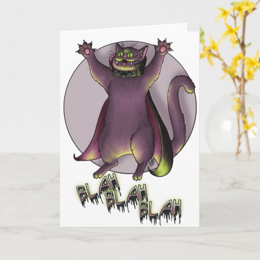 Haloween Vampire Cat Card Karte (Gelbe Blume)
