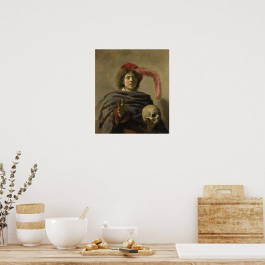 Hals - Junge Mann mit Schädel Poster (Küche)