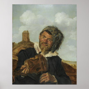 Hals - Mann, der in einer Dünenlandschaft Violine Poster