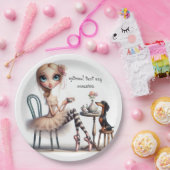 Hals-Wide Mit Augen Primitive Girl mit Hund Pappteller (Party)