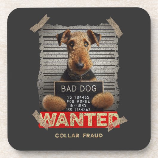 Halsbandenschwindler: Der Airedale Terrier Getränkeuntersetzer (Vorderseite)