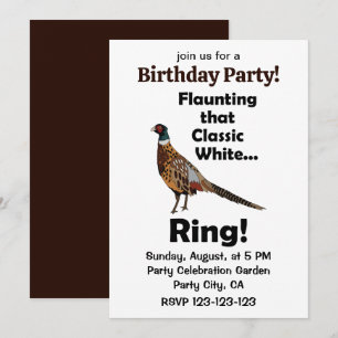 Halsbandschopfasan zeigt weißen Ring Party Einladung