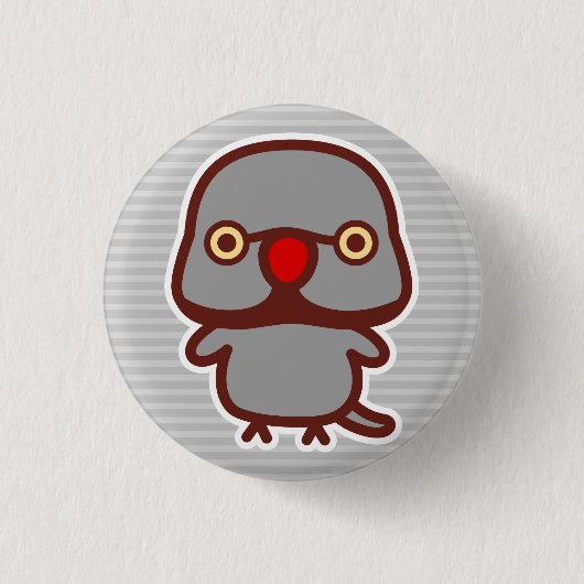 Halsbandsittich / Grauer Männchen Button (Vorderseite)