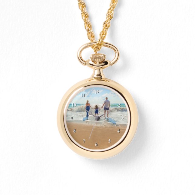Halskette mit Foto-Uhr Geschenk personalisiert (Vorderseite)