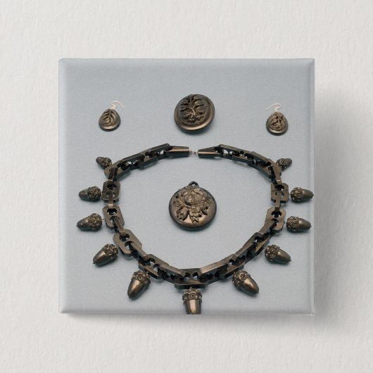 Halskette, Ohrringe, Brosche und Anhänger, c.1870 Button (Vorderseite)