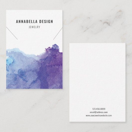 Halsketten-Anzeigen-Karte •  PastellAquarell Visitenkarte (Vorne/Hinten)