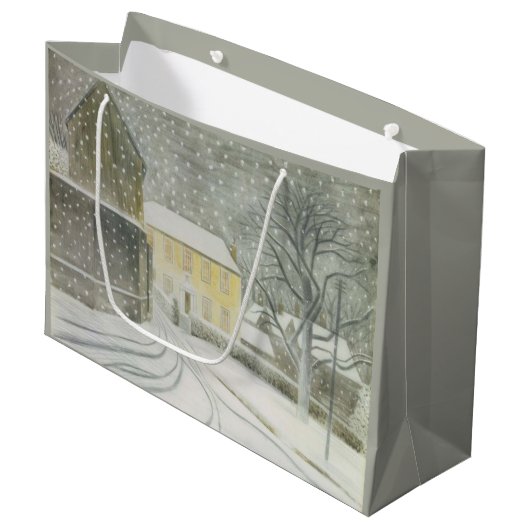 Halstead Road in Snow (von Eric Ravilious) Große Geschenktüte (Vorderseite Schrägansicht)