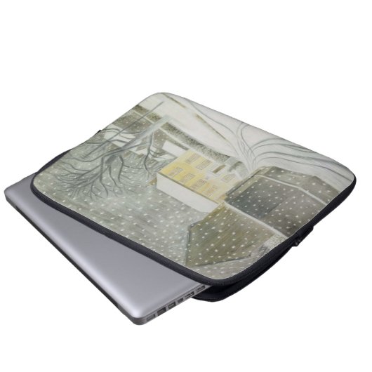 Halstead Road in Snow (von Eric Ravilious) Laptopschutzhülle (Vorne Knopf)
