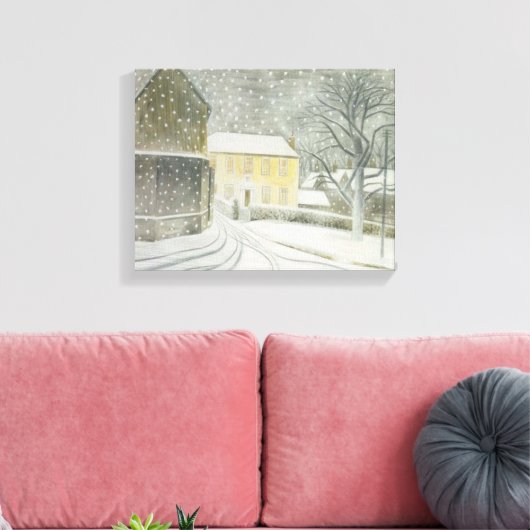 Halstead Road in Snow (von Eric Ravilious) Leinwanddruck (Insitu (Wohnzimmer))