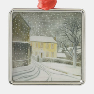 Halstead Road in Snow (von Eric Ravilious) Ornament Aus Metall