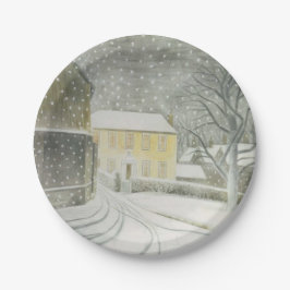 Halstead Road in Snow (von Eric Ravilious) Pappteller