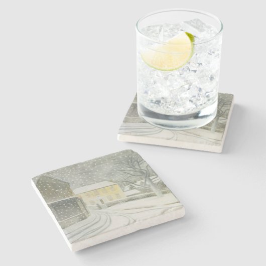 Halstead Road in Snow (von Eric Ravilious) Steinuntersetzer (Seitenansicht)