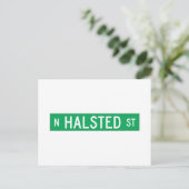 Halsted Street, Chicago, IL Street Sign Postkarte (Stehend Vorderseite)