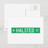 Halsted Street, Chicago, IL Street Sign Postkarte (Vorne/Hinten)