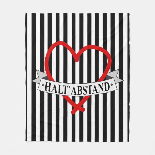 HALT ABSTAND mit Herz Fleecedecke (Vorderseite)