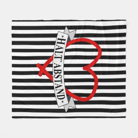 HALT ABSTAND mit Herz Fleecedecke (Vorderseite (Horizontal))