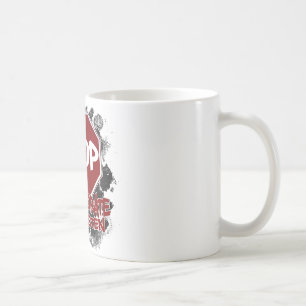 Halt! Arbeiten Sie zusammen und hören Sie Kaffeetasse