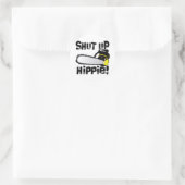 Halt den Hippie! Runder Aufkleber (Tasche)