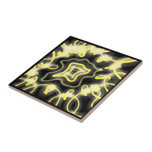 Halt Dich Da Neon-Glow-Schild Schwarz Und Gelb Fliese