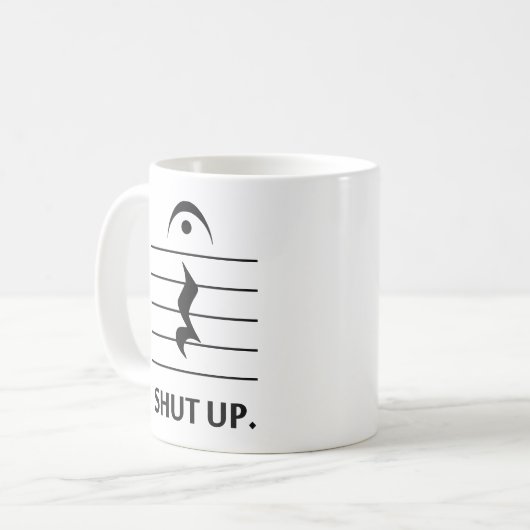 Halt die Schnauze durch Musik-Anmerkung Kaffeetasse (Vorderseite Links)