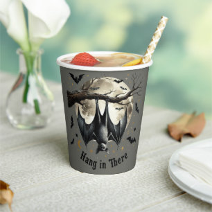 Halt durch, lustige Vintage-Fledermaus Halloween Pappbecher
