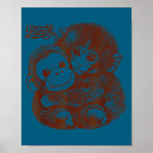Halt durch Punch-Monkey mit Plüsch-Orang-Utan Ha Poster
