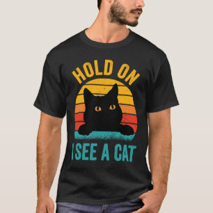 Halt Ich sehe eine Katze  Sonnenuntergang Vintage  T-Shirt