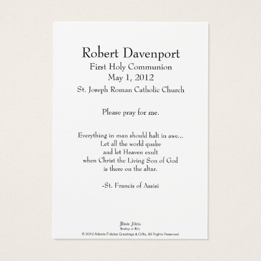 Halt in Awe-Gebet-Karten (Rückseite)