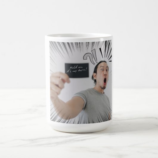 Halt! Jetzt bin ich dran! – Comic-Ausdruck-Design Kaffeetasse (Mittel)