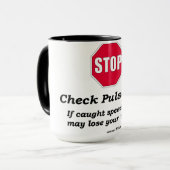 Halt! Karo-Pulsschlag Tasse (Vorderseite Links)
