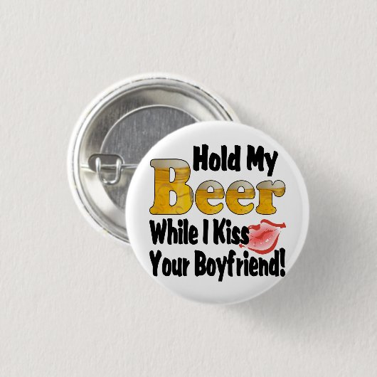 Halt meine Bierfreundin Lippen Button (Vorne & Hinten)