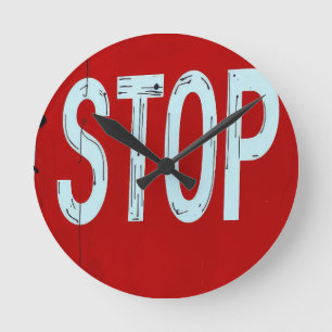 Halt Schild  Runde Wanduhr